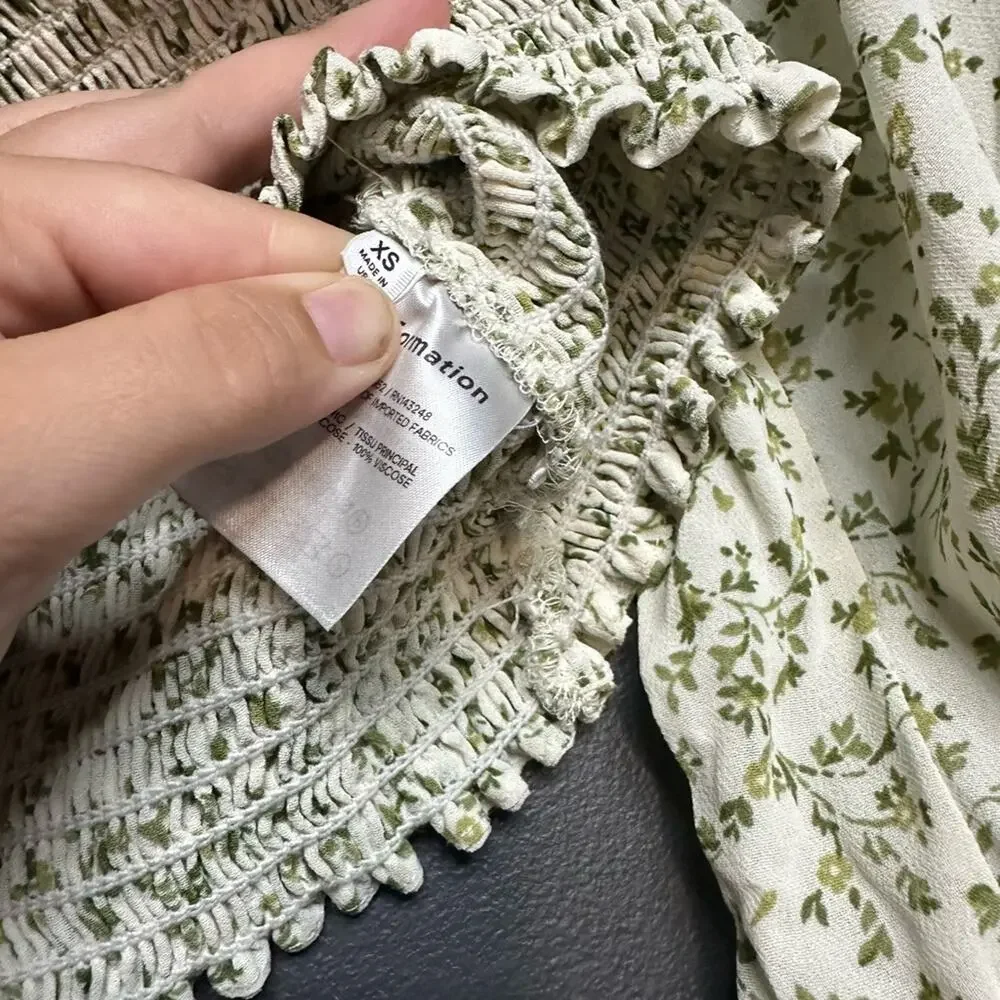 NWOT Reformation Heaven Off the Shoulder top Ivy XS